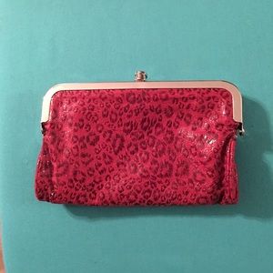 Wallet w storage credit cards cash Deep Red w lips